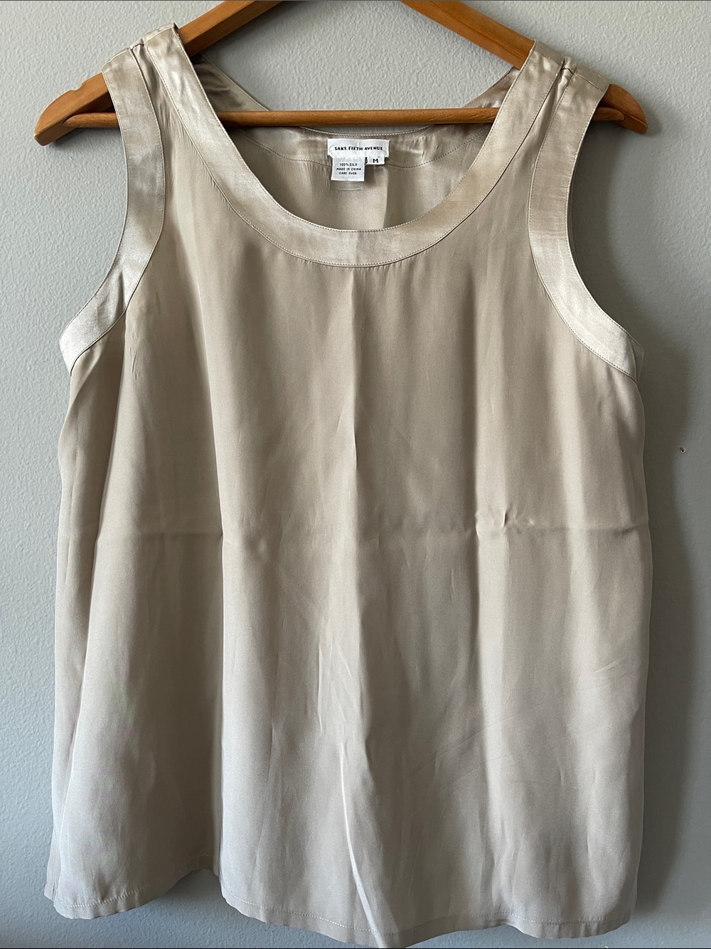 Saks Fifth Avenue Champagne color Silk Tank Blouse M